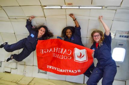 Physics major students on a zero-g flight.